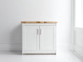 Credenza - legno-pannello lavorato-metallo - 112x41x86 cm - bianco-legno naturale - moderno rustico