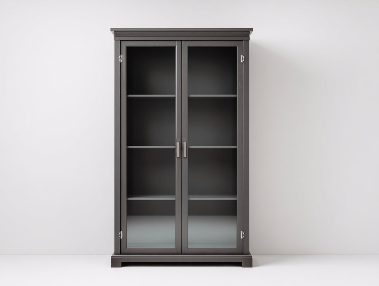Vetrina - legno-vetro-metallo - 104x45x187 cm - Grigio antracite-Argento - stile classico
