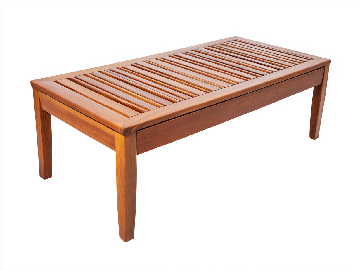 Tavolo da giardino - Teak - 120x60x45 cm - Miele naturale - Design a doghe