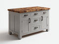Credenza - legno-pannello lavorato-metallo - 148x52x92 cm - grigio chiaro-legno naturale-bronzo - rustico moderno