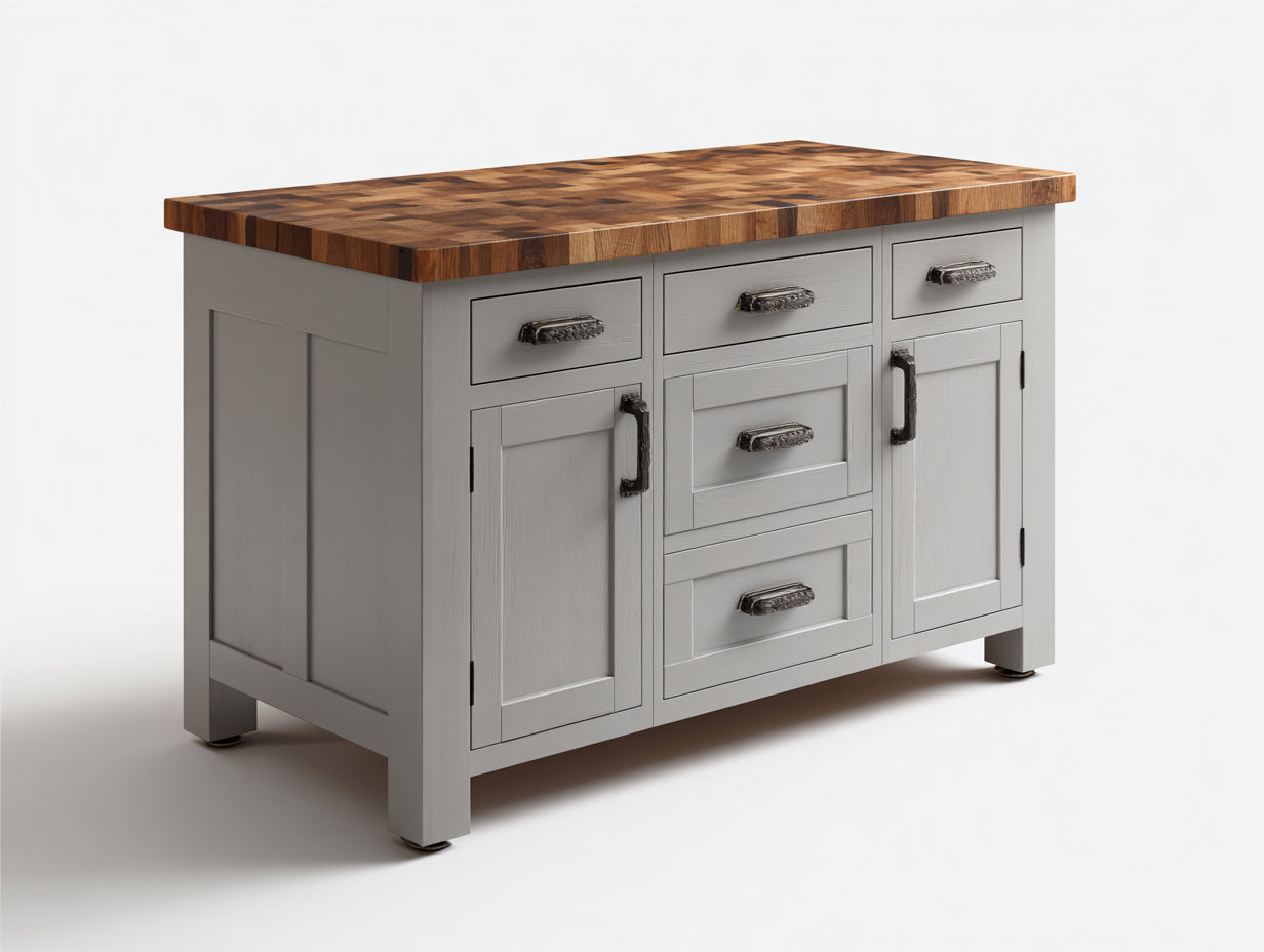 Credenza - legno-pannello lavorato-metallo - 148x52x92 cm - grigio chiaro-legno naturale-bronzo - rustico moderno