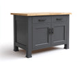 Credenza - legno-pannello lavorato-metallo - 136x55x91 cm - grigio scuro-legno naturale-nero - moderno rustico