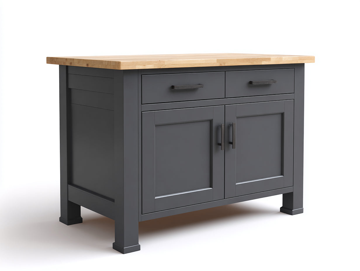 Credenza - legno-pannello lavorato-metallo - 136x55x91 cm - grigio scuro-legno naturale-nero - moderno rustico