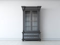 Vetrina - legno-vetro-metallo - 112x48x205 cm - Grigio antracite-Argento - stile neoclassico