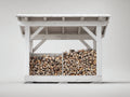 Portalegna-Legno-210x80x185 cm-Bianco-Rustico aperto con tetto piano inclinato