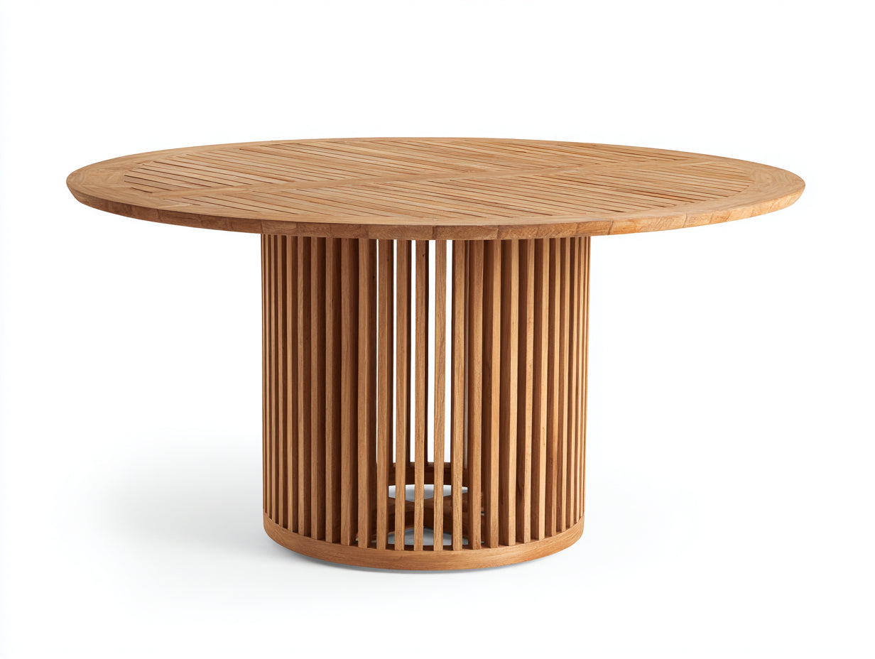 Tavolo da giardino - Teak - 150x150x76 cm - Teak naturale - Design cilindrico