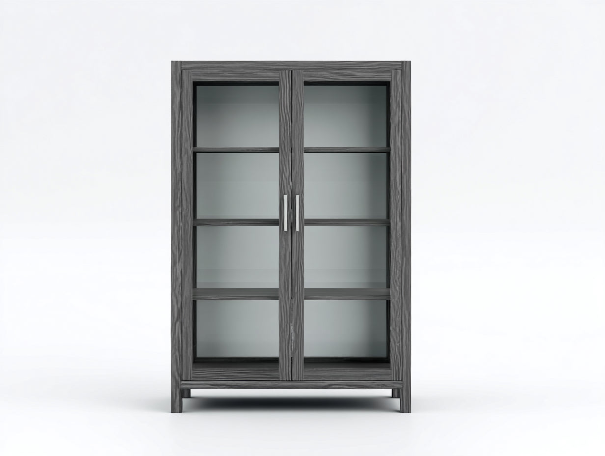 Vetrina - legno-vetro-metallo - 108x41x188 cm - Grigio antracite-Argento - stile moderno