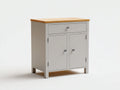 Credenza - legno-pannello lavorato-metallo - 88x38x81 cm - grigio chiaro-legno naturale-argento - moderno rustico