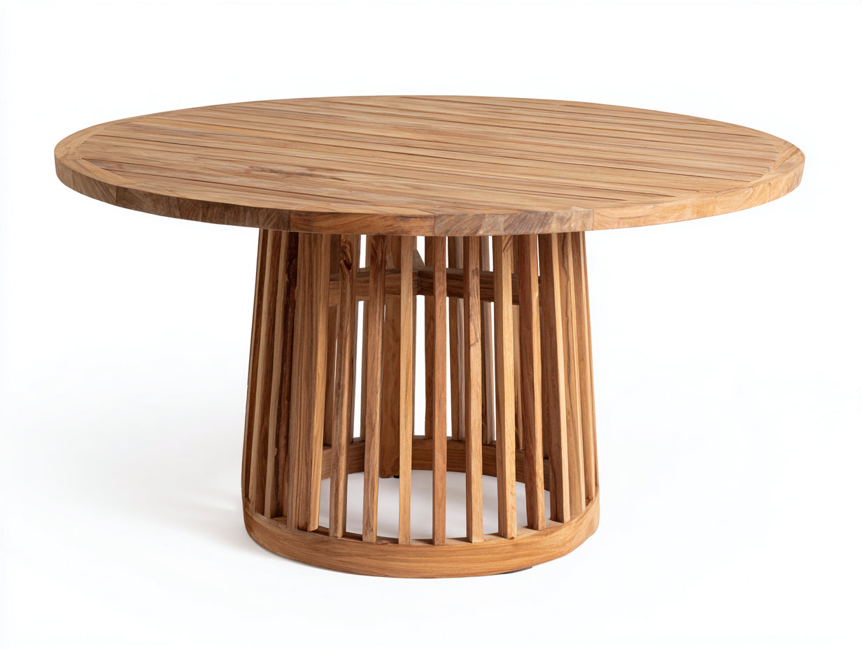 Tavolo da giardino - Teak - 140x140x76 cm - Teak naturale - Base listellata