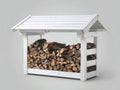 Portalegna-Legno-185x78x170 cm-Bianco-Classico aperto con tetto sporgente