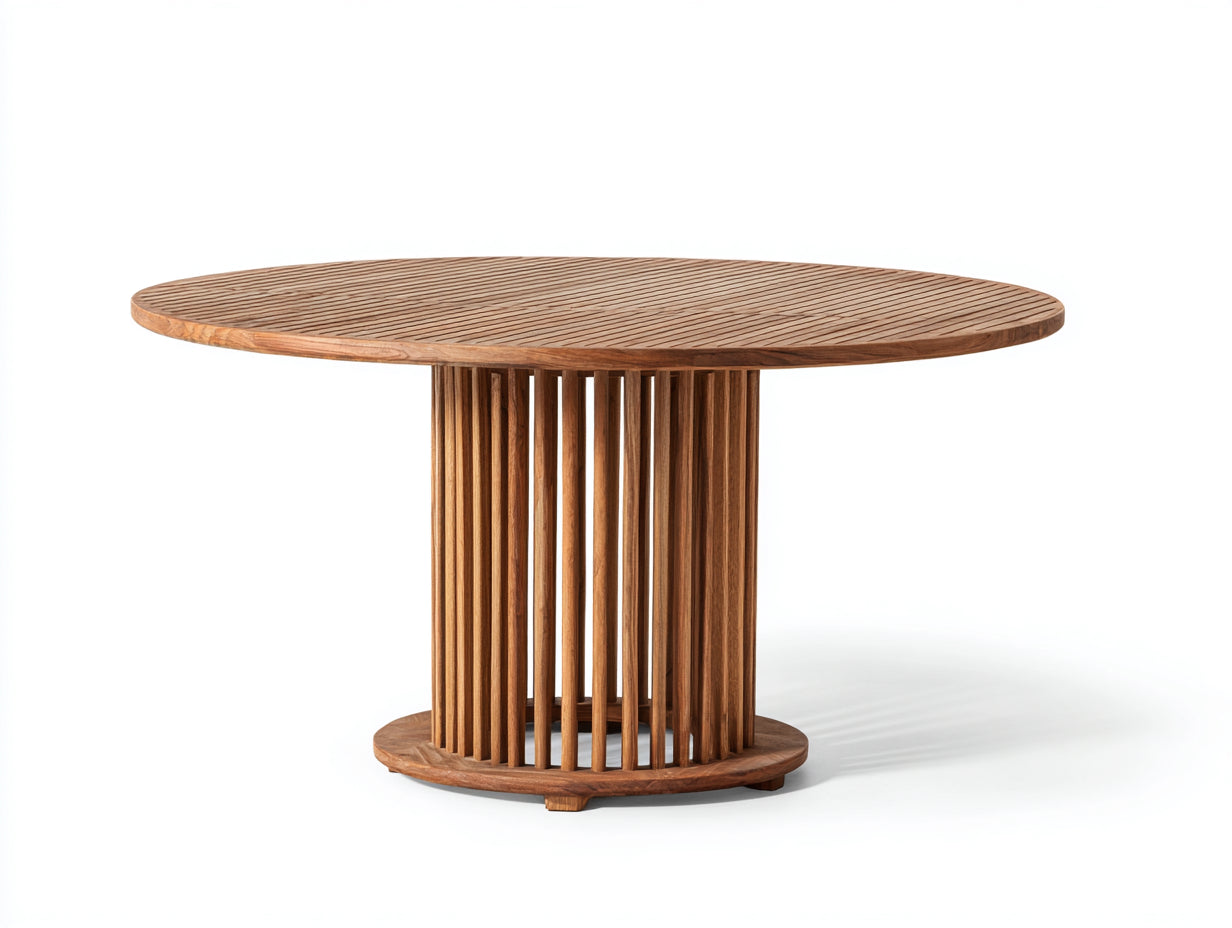 Tavolo da giardino - Teak - 150x150x76 cm - Teak naturale - Base listellata
