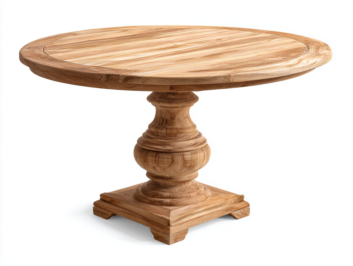 Tavolo da giardino - Teak - 135x135x76 cm - Teak naturale - Base scolpita