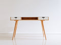 Scrivania - legno-MDF - 120x50x75 cm - bianco-naturale - stile moderno