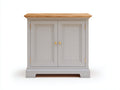 Credenza - legno-pannello lavorato-metallo - 118x42x85 cm - grigio tortora-legno naturale-ottone - classico rustico