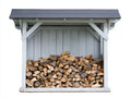 Portalegna-Legno-175x75x165 cm-Bianco ghiaccio-Grigio blu-Compatto con tetto inclinato