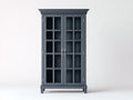 Vetrina - legno-vetro-metallo - 103x45x194 cm - Grigio blu-Ottone - stile neoclassico