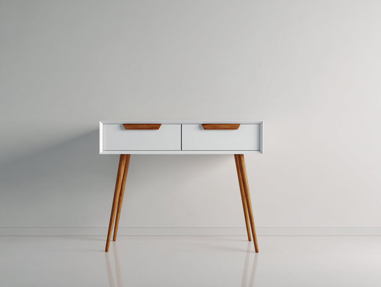 Scrivania - legno-MDF - 105x40x76 cm - bianco-noce - stile minimalista