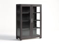 Vetrina - legno-vetro-metallo - 112x44x184 cm - Rovere scuro-Argento - stile moderno